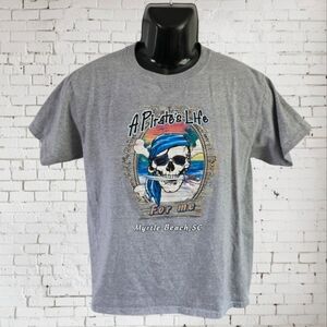 Gildan Gray Short Sleeve Tees, Casual Comfort,Pirate's, youth L